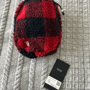 Fabletics Plaid Red and Black Fleece crossbody bag